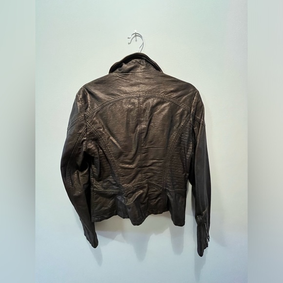 Free People Vegan Leather Bronze Metallic Biker Jacket - Picture 5 of 10